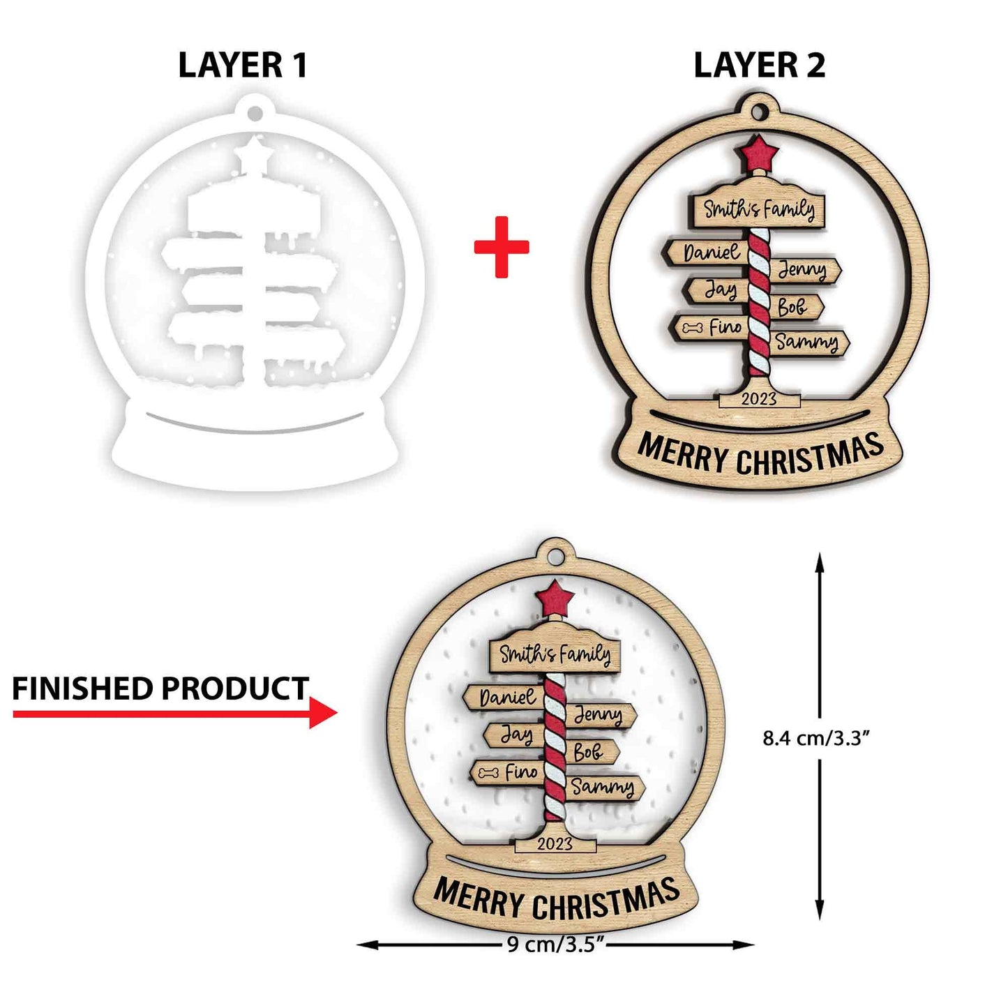 Personalized Family and Pets Snow Globe Ornament, Christmas Tree Ornament, Custom Family Names Ornament, Family Tree Ornament, Mom Dad Gifts