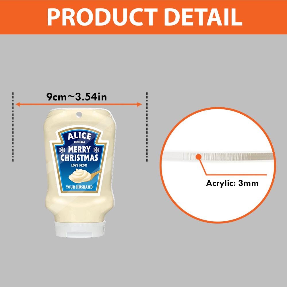 Personalized Mayonnaise Ornament, Custom Name and Message Ornament, Christmas Tree Gift, Two-sided Acrylic Ornament, Wooden Ornament