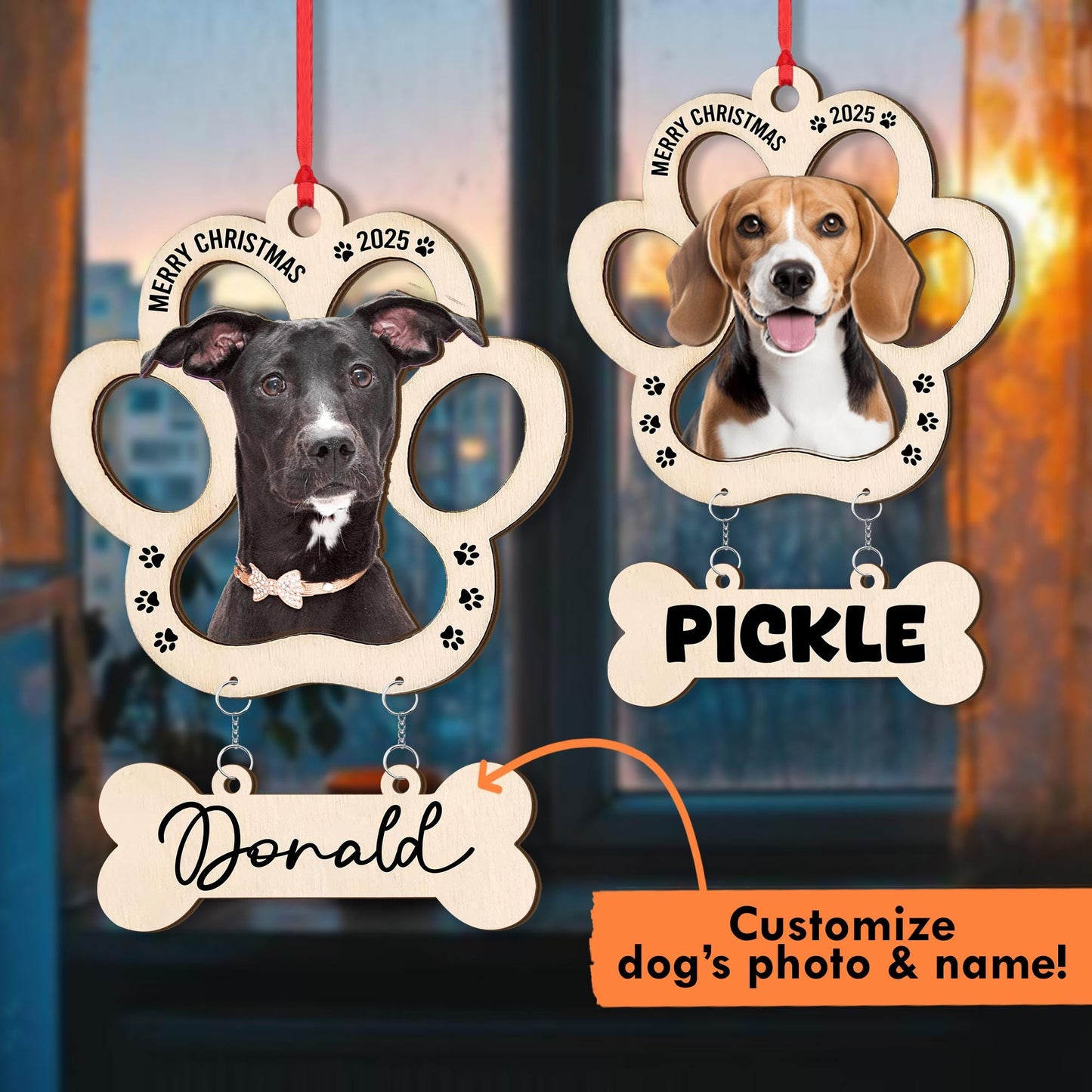 Personalized Pet Photo Christmas Ornament: Custom Dog/Cat Keepsake