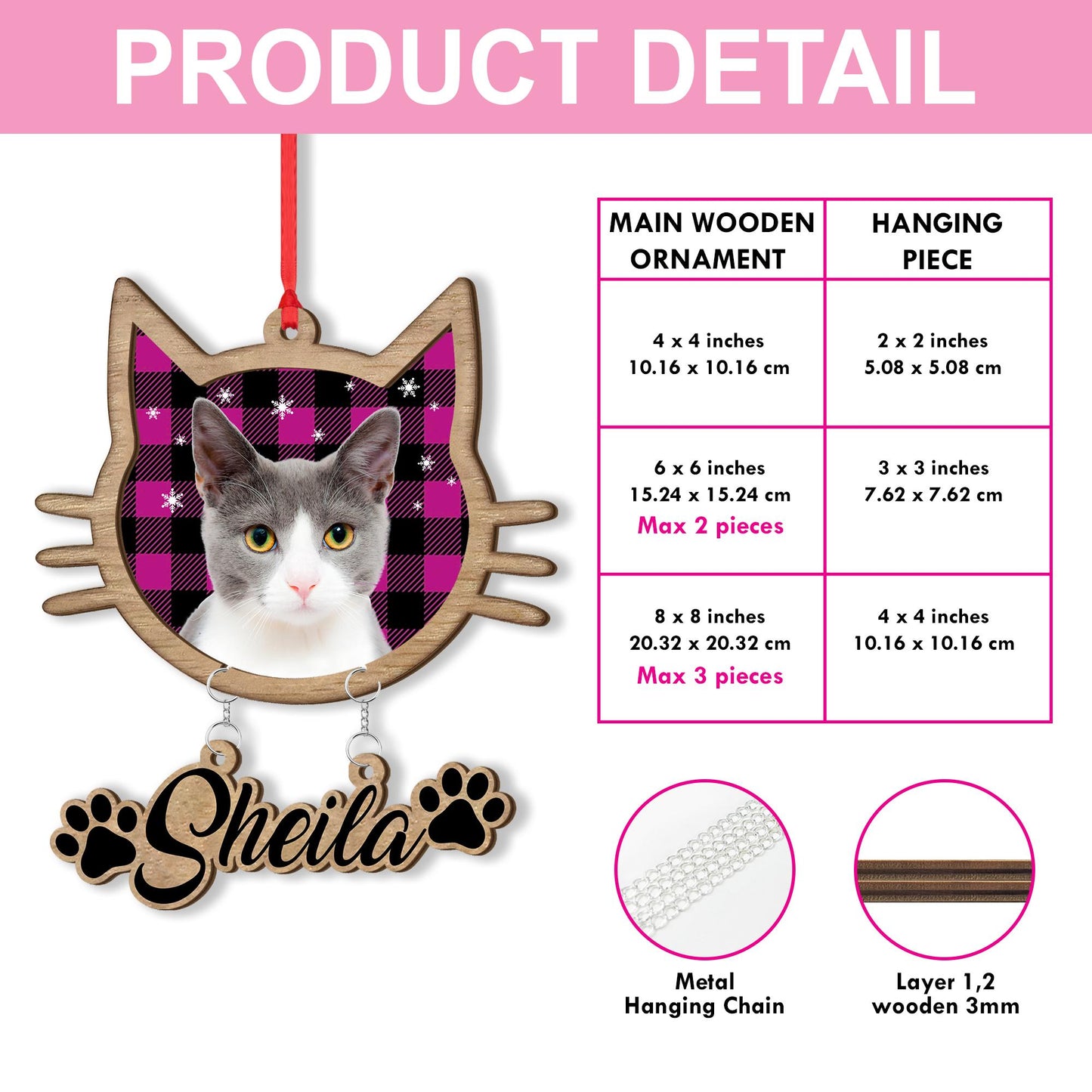 Personalized Cat Photo Christmas Ornament: Custom Pet Keepsake Gift
