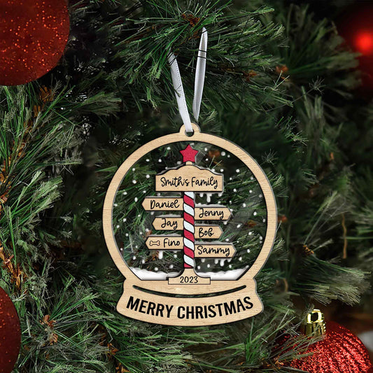 Personalized Family and Pets Snow Globe Ornament, Christmas Tree Ornament, Custom Family Names Ornament, Family Tree Ornament, Mom Dad Gifts