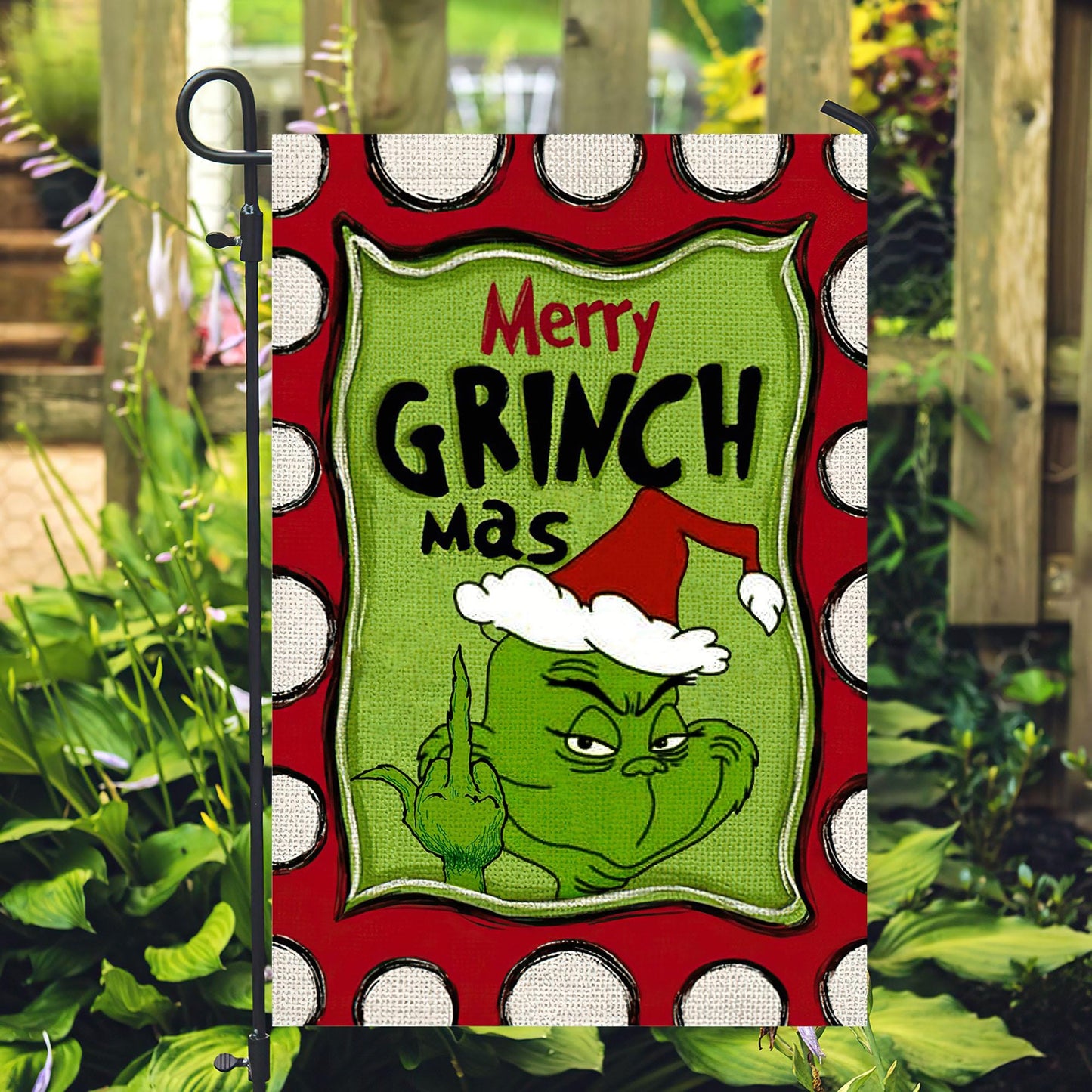 Merry Grinchmas Garden Flag, Grinch Family Garden Flag, Christmas Iconic Flag, Welcome to Whoville Christmas Flag, Front Door Decor