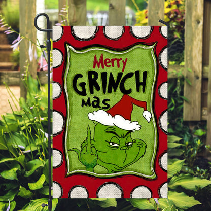 Merry Grinchmas Garden Flag, Grinch Family Garden Flag, Christmas Iconic Flag, Welcome to Whoville Christmas Flag, Front Door Decor