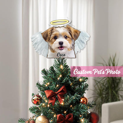 Personalized Pet Photo Tree Topper, Custom Cat Dog Christmas Tree Topper, Angel Dog Tree Topper, Pet Memorial Topper 2025, Pet Loss Topper