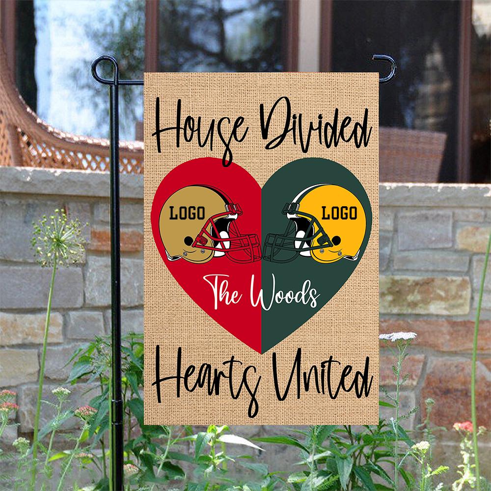 Custom House Divided Hearts United Football Garden Flag
