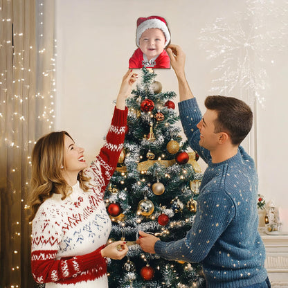 Personalized Baby Photo Christmas Tree Topper, Custom Toddlers Photo Tree Topper, Custom Name Tree Topper, Christmas Tree Decor Parents Gift