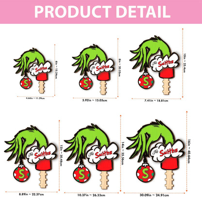 Personalized Grinch Hand Christmas Tree Topper, Custom Family Name