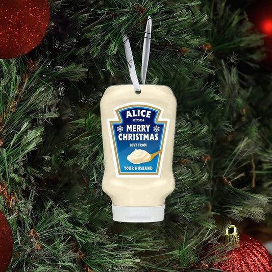Personalized Mayonnaise Ornament, Custom Name and Message Ornament, Christmas Tree Gift, Two-sided Acrylic Ornament, Wooden Ornament