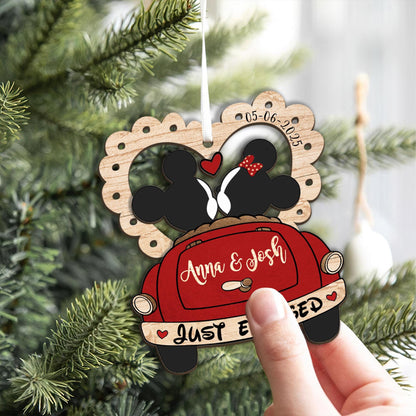 Personalized Mickey Minnie Engaged Ornament 2025, Custom Engagement Ornament with Names & Date, Personalized Wedding Ornament, Disney Couple