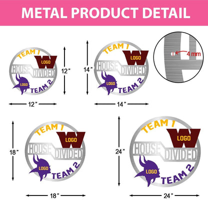 Personalized House Divided Football Sign: Metal Sports Team Door Hanger