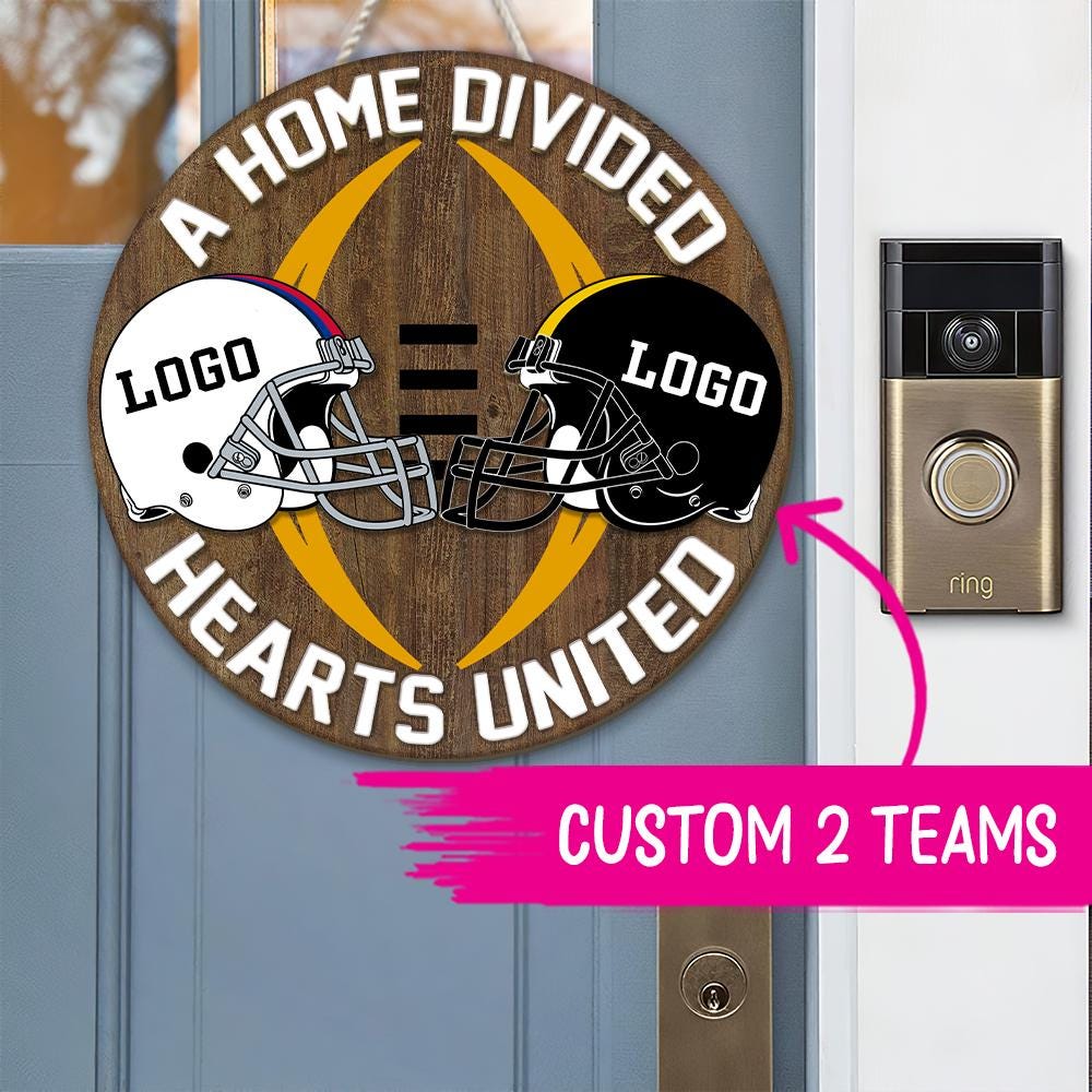 Personalized House Divided Football Door Hanger: Sports Team Sign