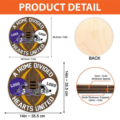 Personalized House Divided Football Door Hanger: Sports Team Sign