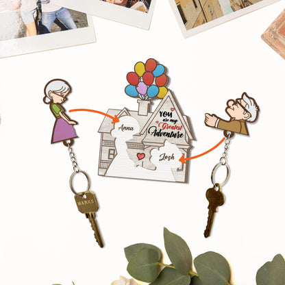 Personalized Couple Up House Keychain, Couple Key Holder, Anniversary Gift Idea, Gift for Couples, Up Movie Inspired Keychain, New Home Gift