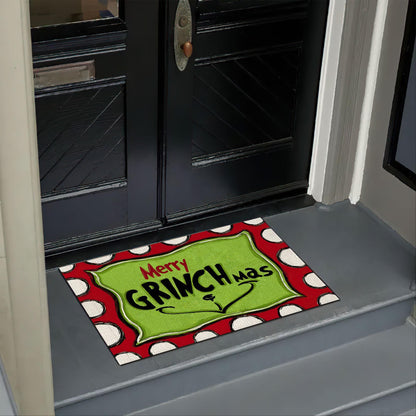 Merry Grinchmas Christmas Doormat, Christmas Decor Mat, Grinch Fan Decor, Welcome to Whoville Christmas Mat, Front Door Decor