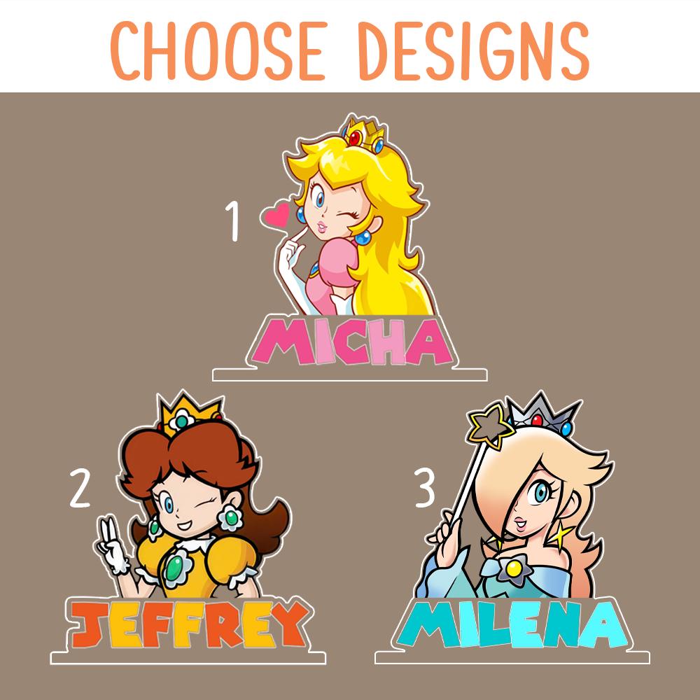 Personalized Princess Peach Mario Wood Base LED Light, Kid Night Light, Custom Name Mario Lamp, Birth Gift, Kid Gift