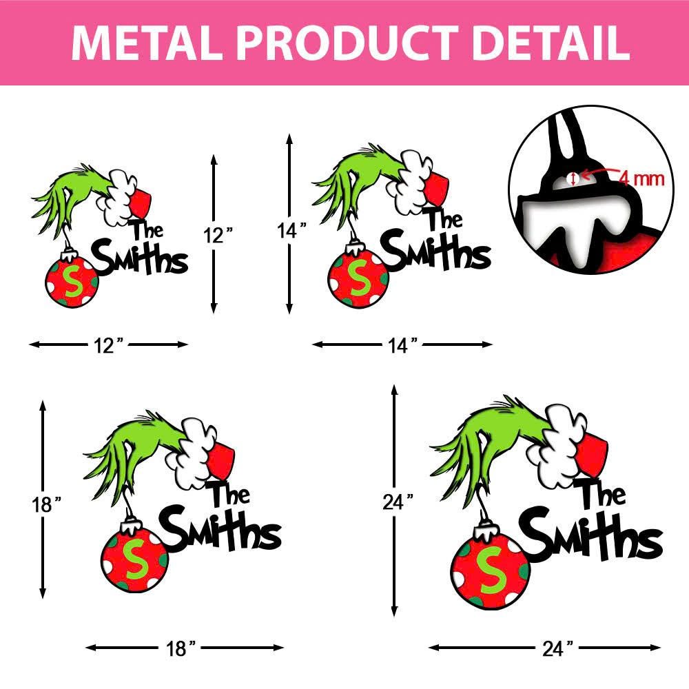 Personalized Grinchmas Sign, Christmas Grinch Hand Sign, Custom Family Name Door Sign, Christmas Wall Decor, Christmas Gift