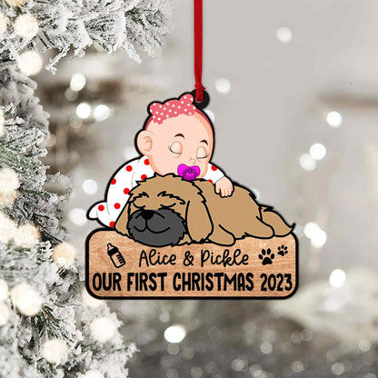 Personalized Baby and Pet Christmas Ornament, Custom Name Gift