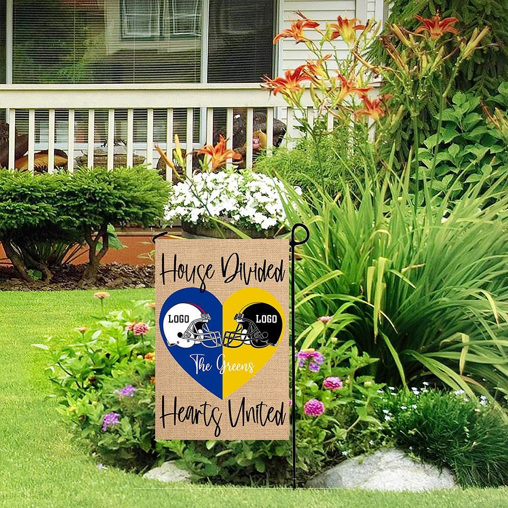 Custom House Divided Hearts United Football Garden Flag