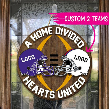 Personalized House Divided Football Door Hanger: Sports Team Sign