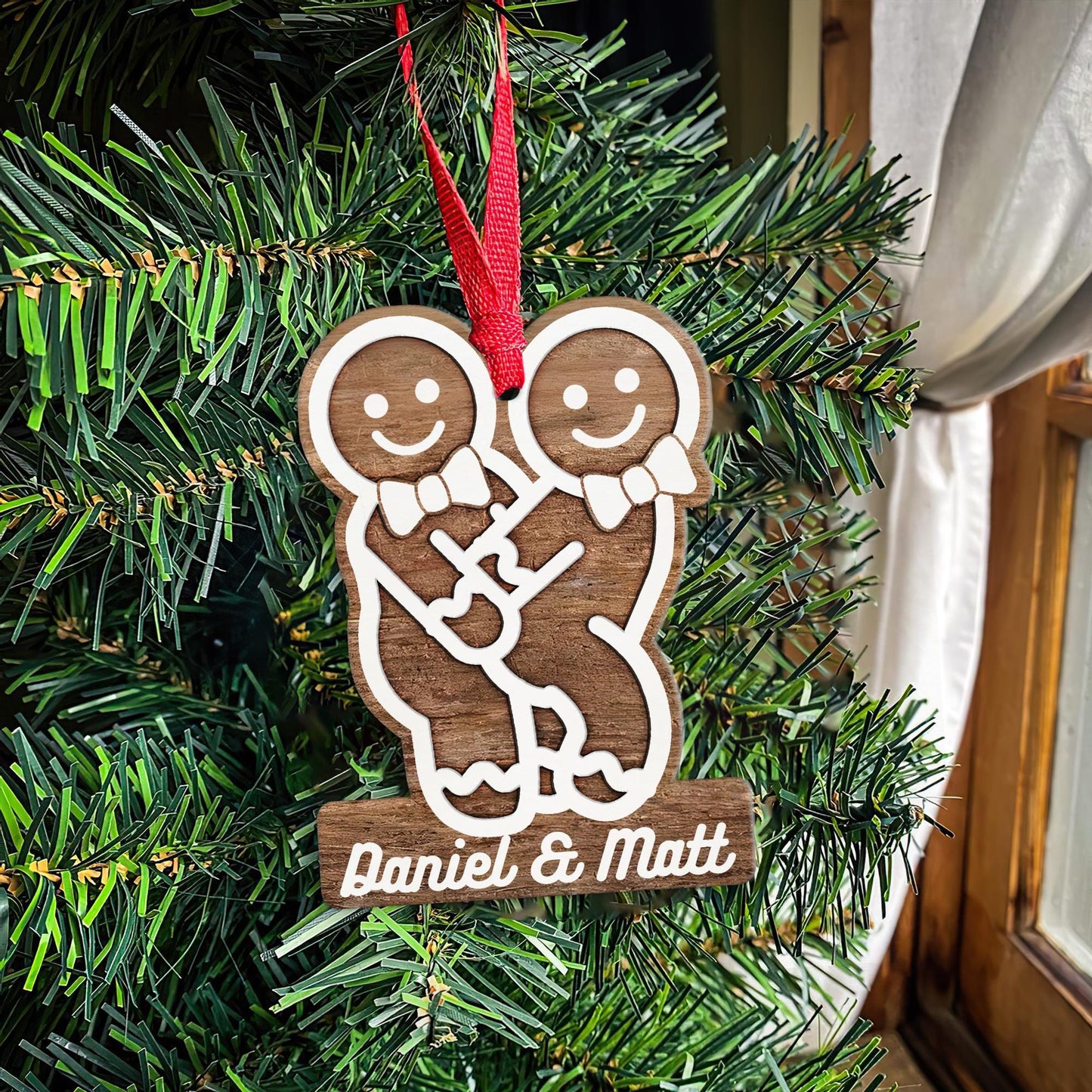 Custom Naughty LGBT Christmas Ornament, Personalized Gingerbread Name Ornament, Funny Couple Decoration, Xmas Tree Decor, Humorous Xmas Gift