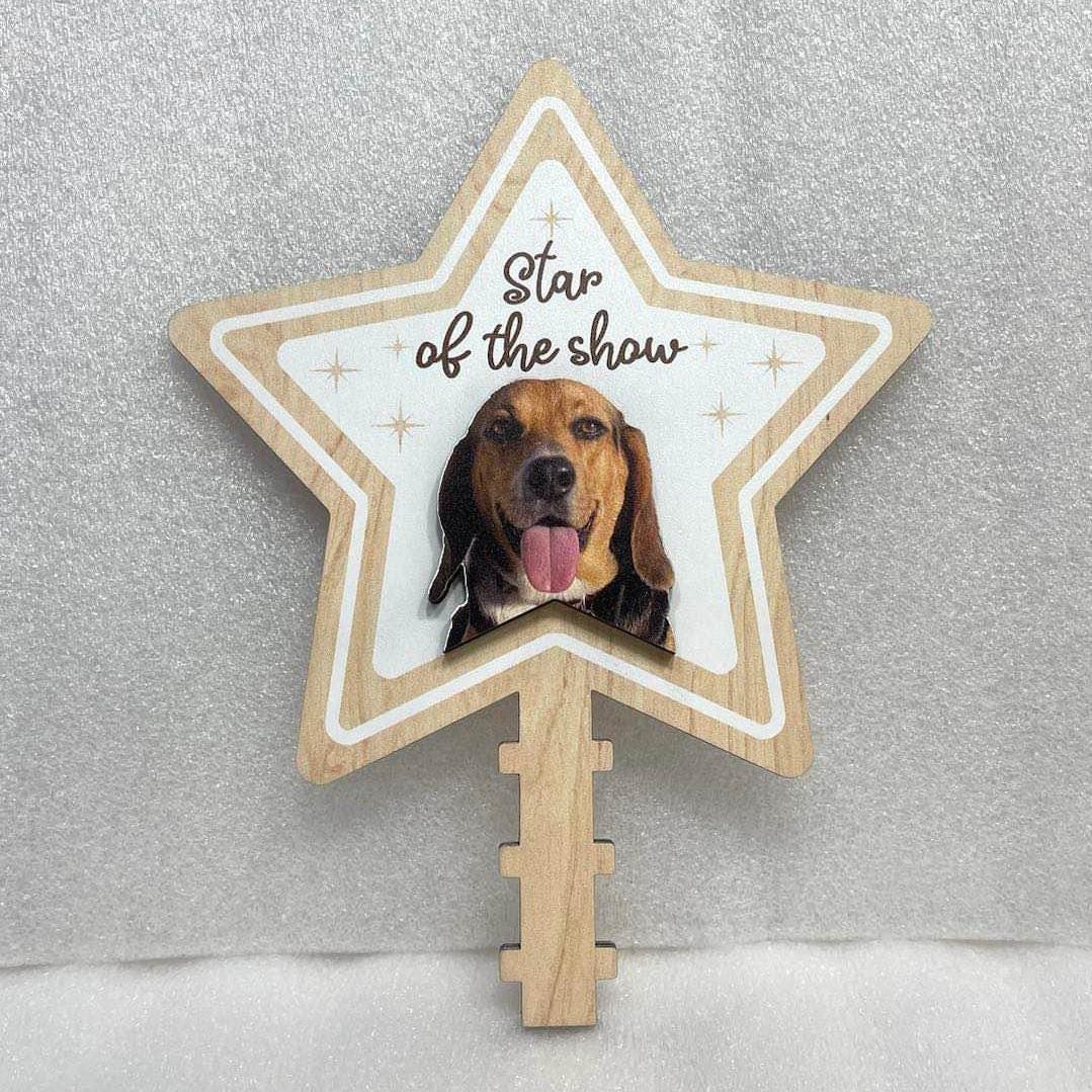 Personalized Pet's Photo Christmas Tree Topper, Custom Cat Dog Photo Tree Topper, Custom Name Tree Topper, Christmas Tree Decor Cat Dog Gift