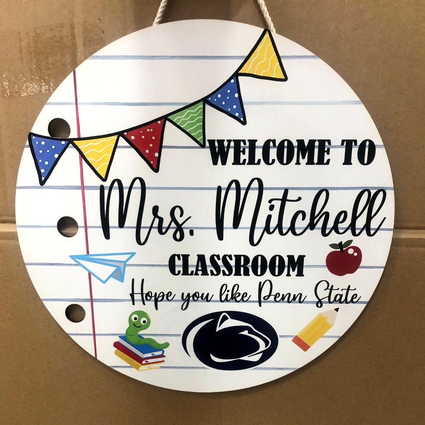 Custom Teacher Welcome Sign: Football Classroom Door Hanger