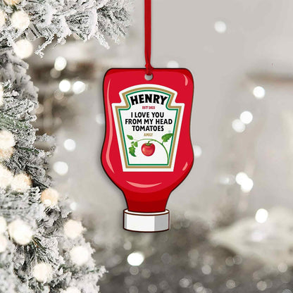 Personalized Ketchup Ornament, Custom Message, Christmas Gift