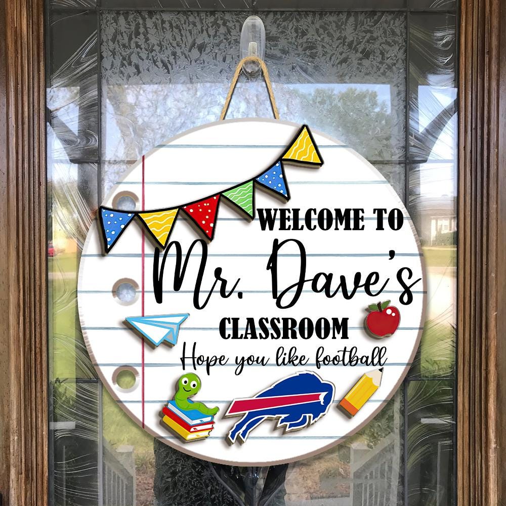Custom Teacher Welcome Sign: Football Classroom Door Hanger