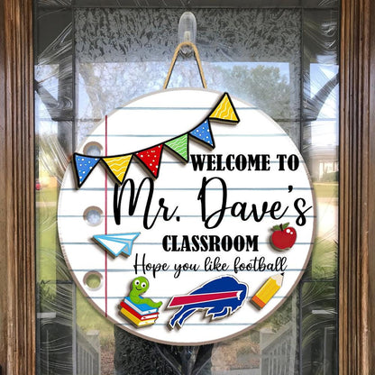 Custom Teacher Welcome Sign: Football Classroom Door Hanger