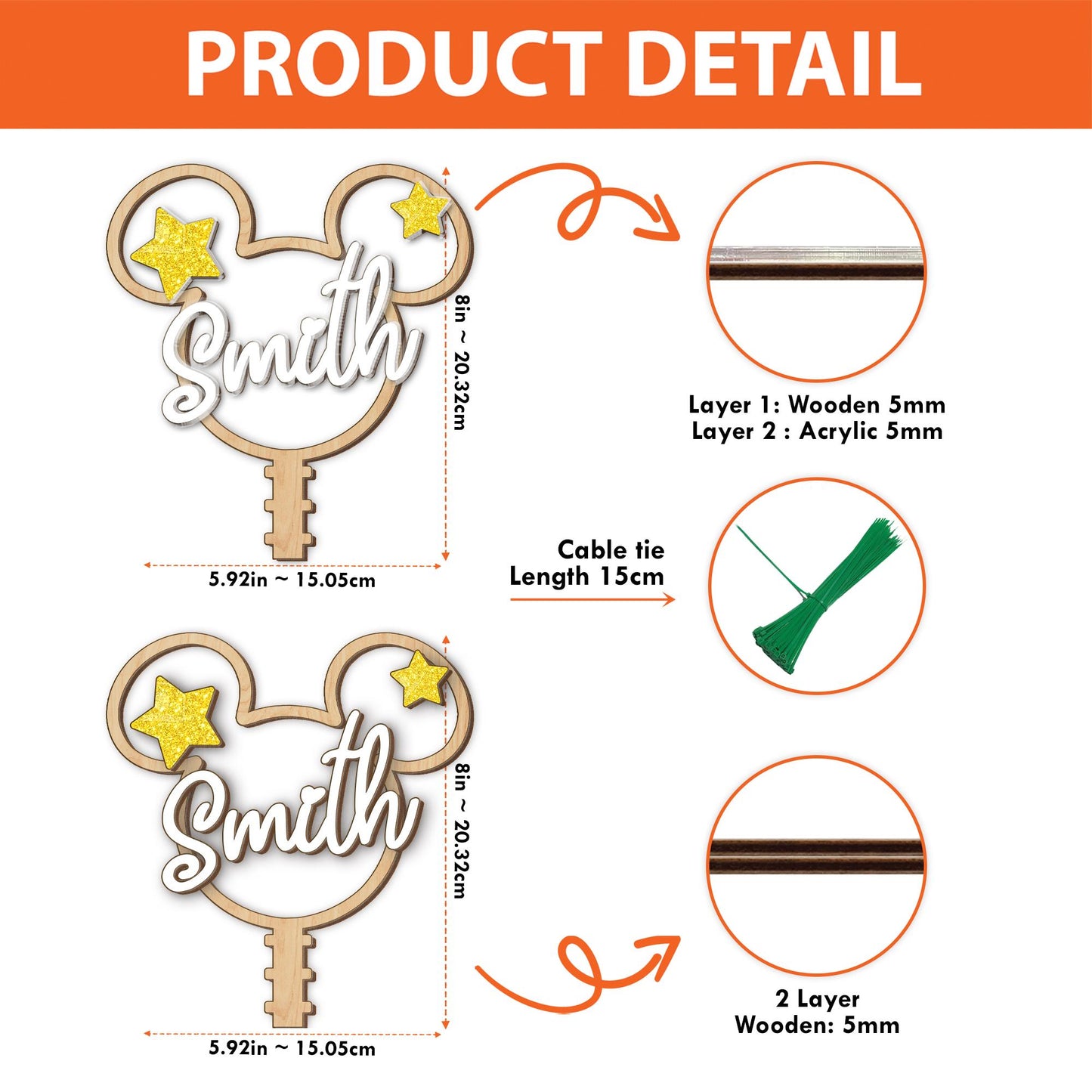 Personalized Mickey Mouse Shape Christmas Tree Topper, Custom Name Tree Topper, Christmas Tree Decor, First Christmas Family Name Christmas