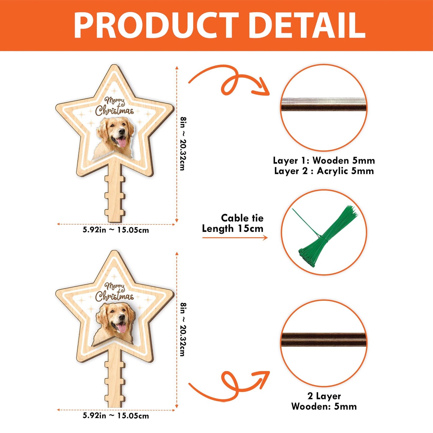 Personalized Pet's Photo Christmas Tree Topper, Custom Cat Dog Photo Tree Topper, Custom Name Tree Topper, Christmas Tree Decor Cat Dog Gift