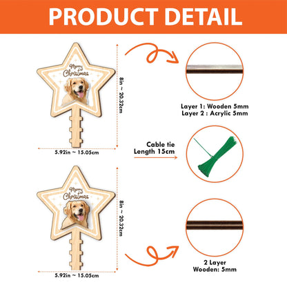 Personalized Pet's Photo Christmas Tree Topper, Custom Cat Dog Photo Tree Topper, Custom Name Tree Topper, Christmas Tree Decor Cat Dog Gift