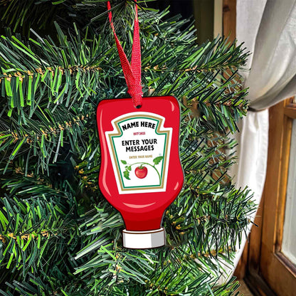 Personalized Ketchup Ornament, Custom Message, Christmas Gift
