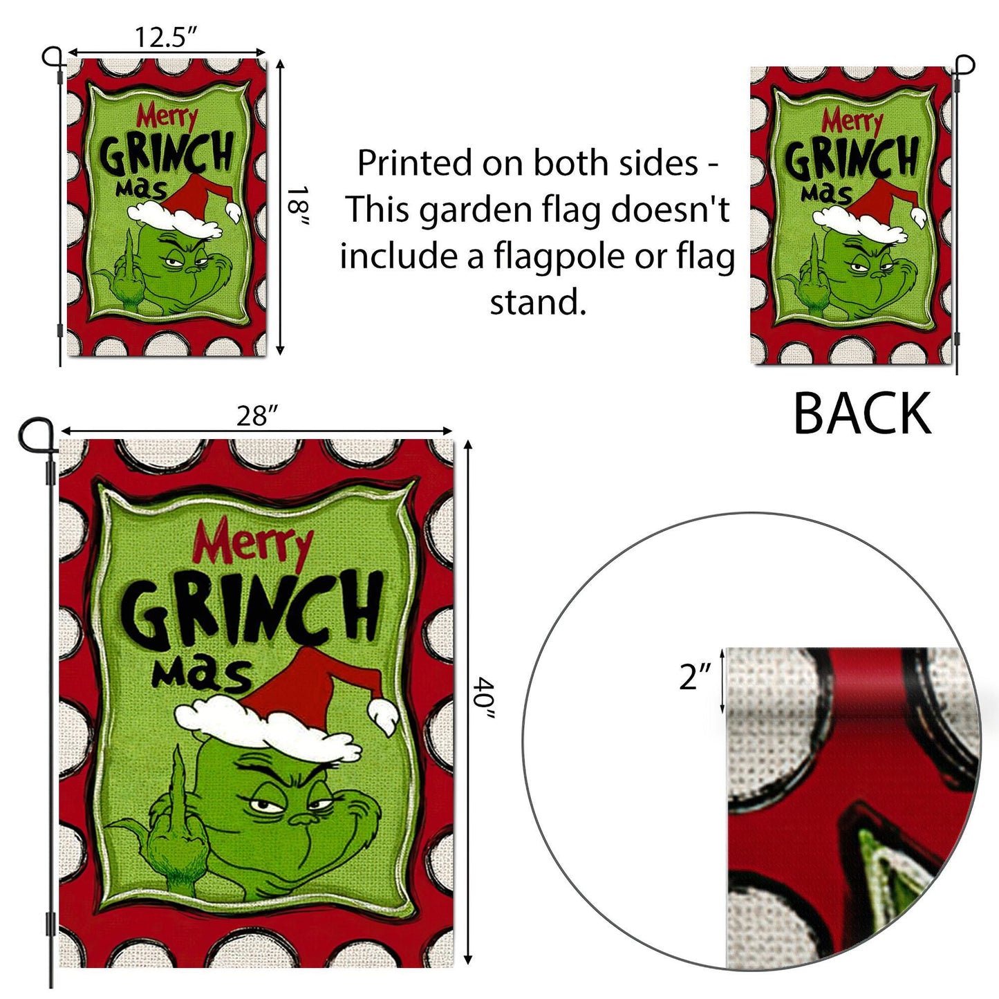 Merry Grinchmas Garden Flag, Grinch Family Garden Flag, Christmas Iconic Flag, Welcome to Whoville Christmas Flag, Front Door Decor