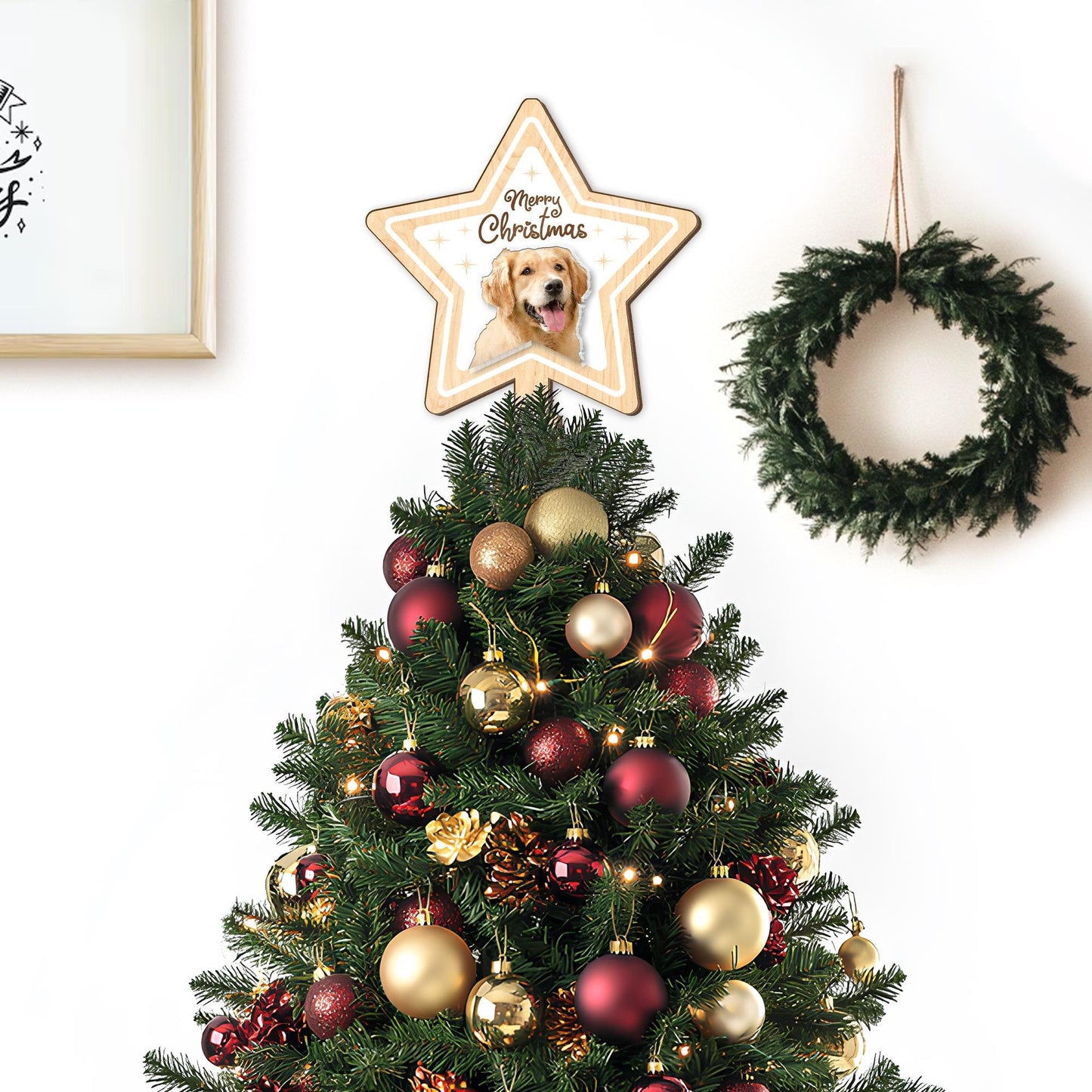 Personalized Pet's Photo Christmas Tree Topper, Custom Cat Dog Photo Tree Topper, Custom Name Tree Topper, Christmas Tree Decor Cat Dog Gift