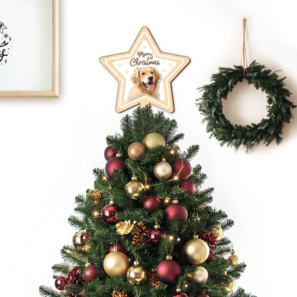Personalized Pet's Photo Christmas Tree Topper, Custom Cat Dog Photo Tree Topper, Custom Name Tree Topper, Christmas Tree Decor Cat Dog Gift