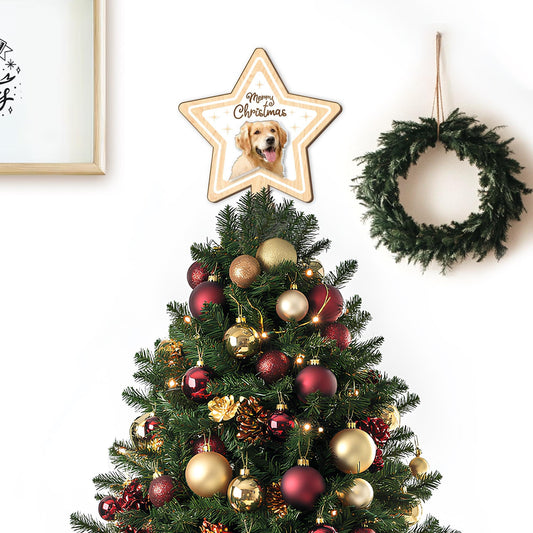 Personalized Pet's Photo Christmas Tree Topper, Custom Cat Dog Photo Tree Topper, Custom Name Tree Topper, Christmas Tree Decor Cat Dog Gift