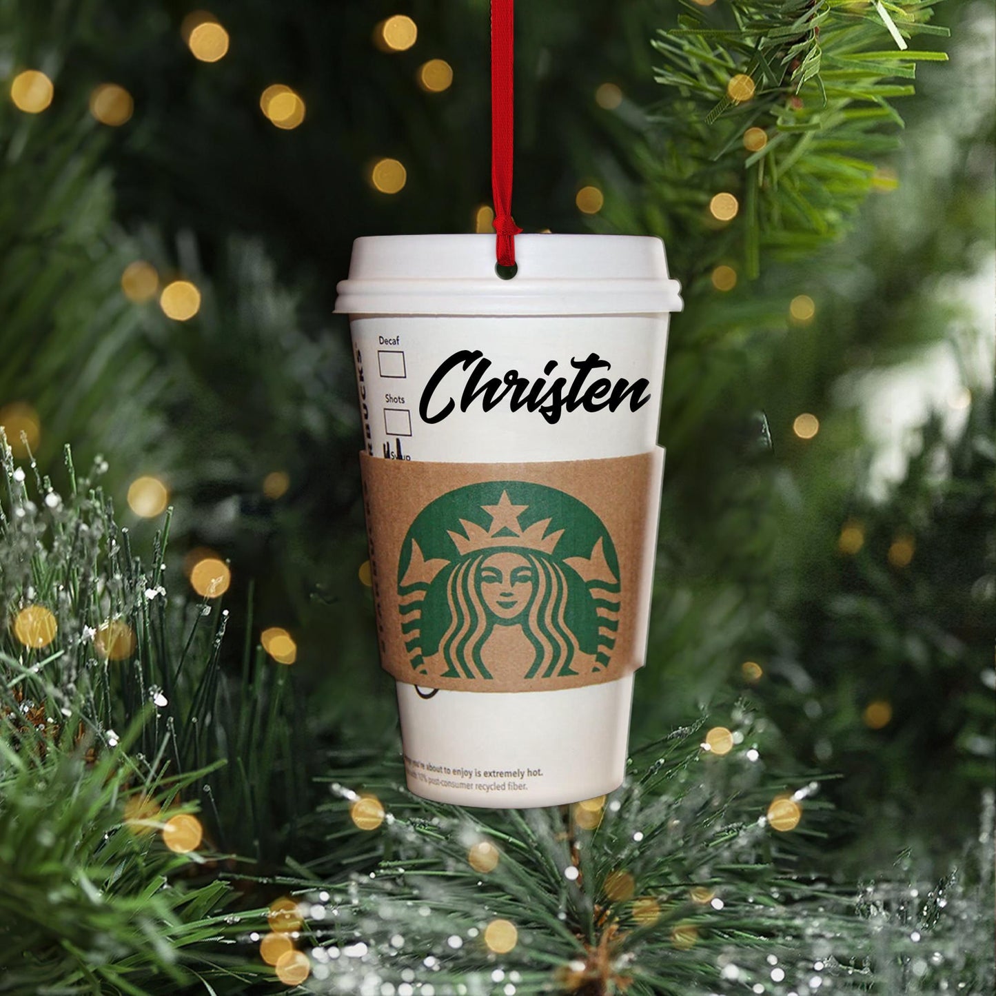 Personalized Coffee Cup Christmas Ornament, Misspelled Name Gift