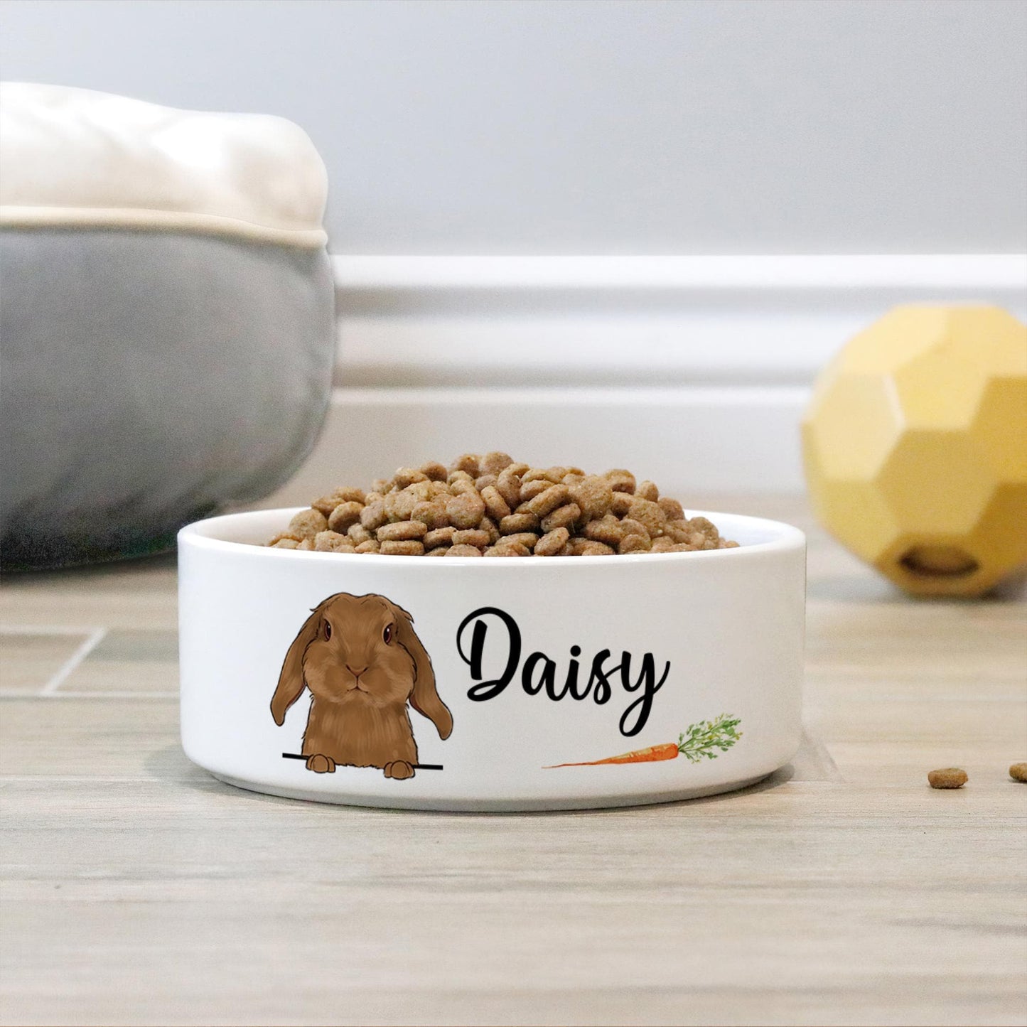 Personalized Cute Rabbit Carrot Bowl, Rabbit Gifts, Pet Accessories, Custom Bunny Bowl with Name, Funny Rabbit Dish for Water and Food
