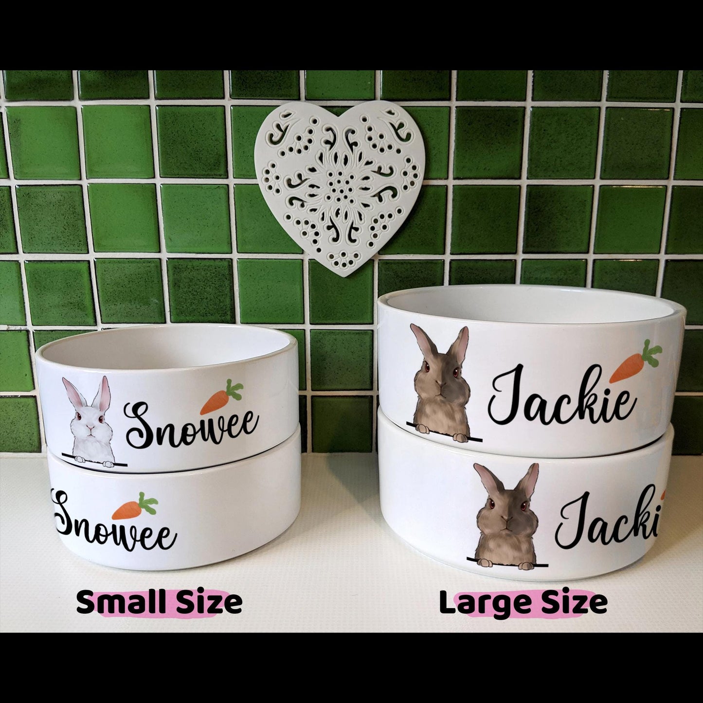 Personalized Cute Rabbit and Carrot Bowl, Custom Bunny Dish for Food & Water, Funny Rabbit Gifts, Pet Accessories with Name, Bunny Bowls