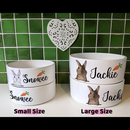 Personalized Cute Rabbit and Carrot Bowl, Custom Bunny Dish for Food & Water, Funny Rabbit Gifts, Pet Accessories with Name, Bunny Bowls