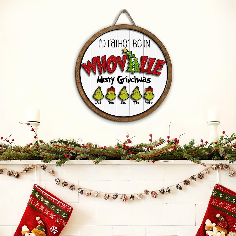 Personalized Whoville Grinchmas Door Sign, Grinch Family Sign, Grinch Member Sign, Christmas Wall Decor, Welcome to Whoville Christmas Sign