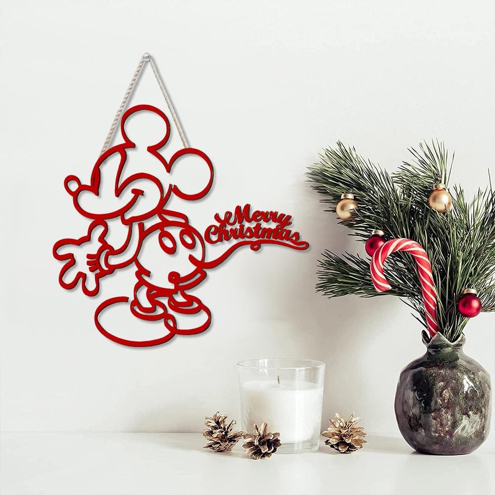 Mickey Merry Christmas Welcome Sign: Disney X-mas Door Hanger, Metal Sign and Wood Sign 2025