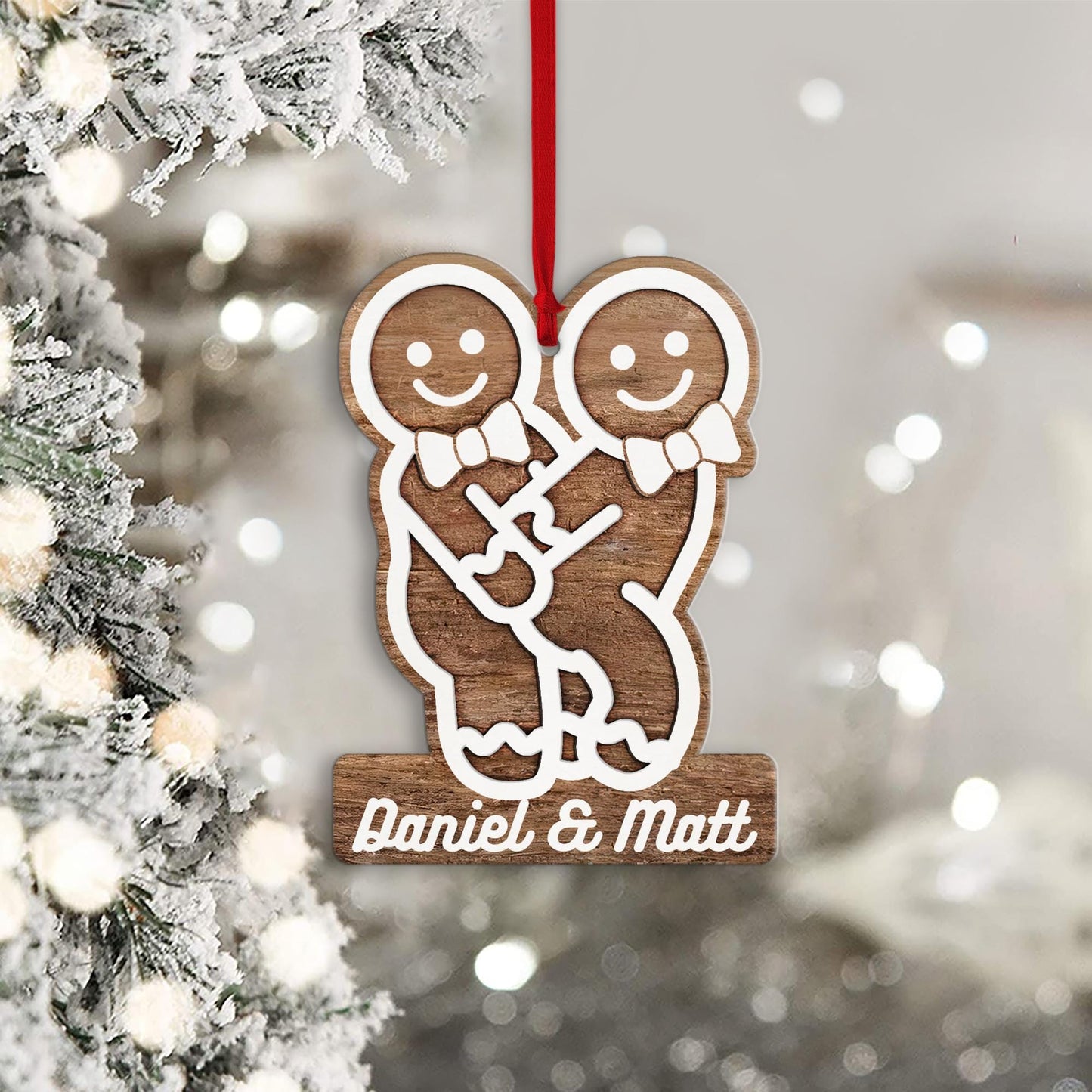 Custom Naughty LGBT Christmas Ornament, Personalized Gingerbread Name Ornament, Funny Couple Decoration, Xmas Tree Decor, Humorous Xmas Gift