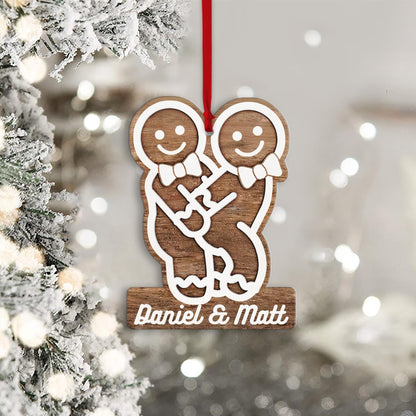 Custom Naughty LGBT Christmas Ornament, Personalized Gingerbread Name Ornament, Funny Couple Decoration, Xmas Tree Decor, Humorous Xmas Gift