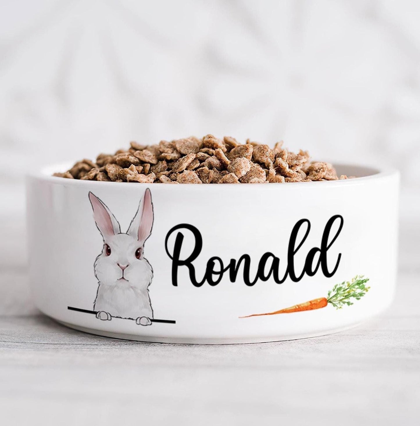 Personalized Cute Rabbit Carrot Bowl, Rabbit Gifts, Pet Accessories, Custom Bunny Bowl with Name, Funny Rabbit Dish for Water and Food