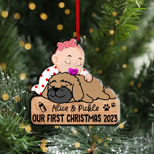 Personalized Baby and Pet Christmas Ornament, Custom Name Gift
