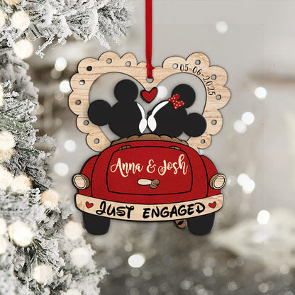 Personalized Mickey Minnie Engaged Ornament 2025, Custom Engagement Ornament with Names & Date, Personalized Wedding Ornament, Disney Couple