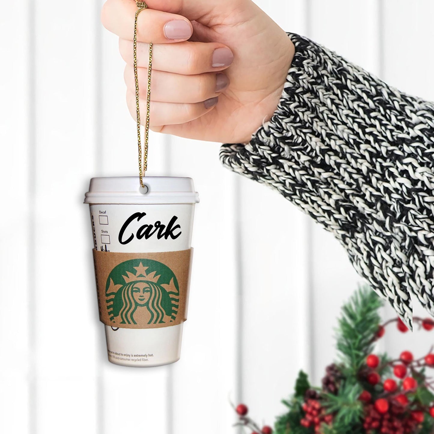 Personalized Coffee Cup Christmas Ornament, Misspelled Name Gift