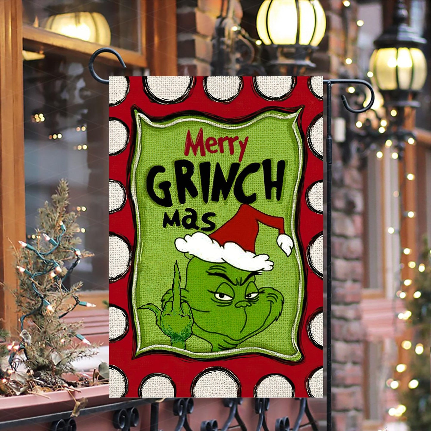 Merry Grinchmas Garden Flag, Grinch Family Garden Flag, Christmas Iconic Flag, Welcome to Whoville Christmas Flag, Front Door Decor